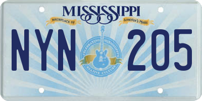MS license plate NYN205
