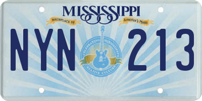 MS license plate NYN213
