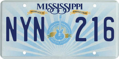 MS license plate NYN216