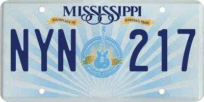 MS license plate NYN217