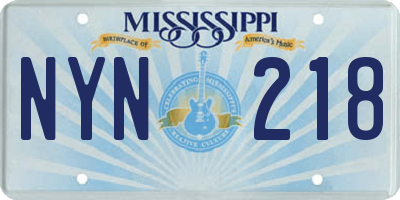 MS license plate NYN218