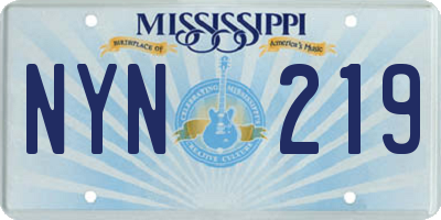 MS license plate NYN219