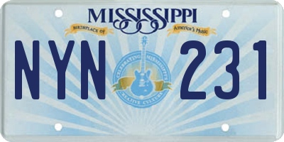 MS license plate NYN231