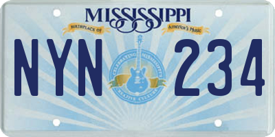MS license plate NYN234
