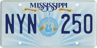 MS license plate NYN250