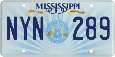MS license plate NYN289