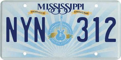 MS license plate NYN312