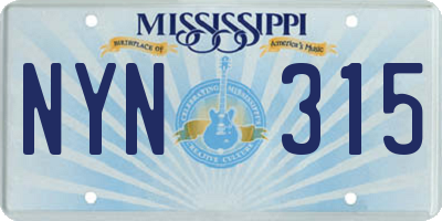 MS license plate NYN315