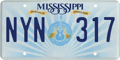 MS license plate NYN317