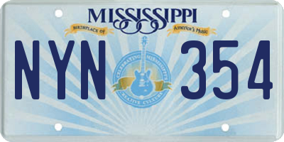 MS license plate NYN354
