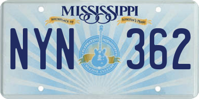 MS license plate NYN362