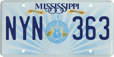 MS license plate NYN363