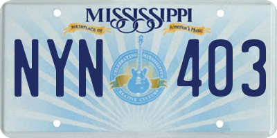 MS license plate NYN403