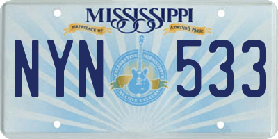 MS license plate NYN533