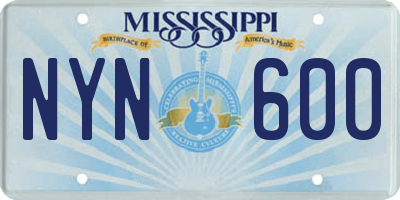 MS license plate NYN600