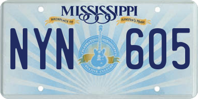 MS license plate NYN605