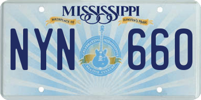 MS license plate NYN660