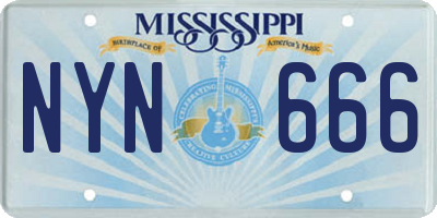 MS license plate NYN666