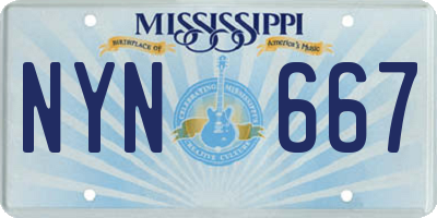 MS license plate NYN667