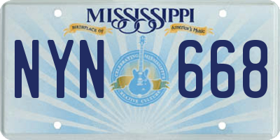 MS license plate NYN668