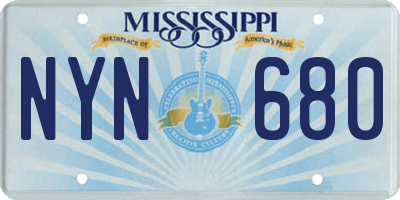 MS license plate NYN680