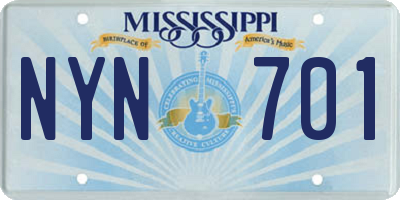 MS license plate NYN701