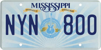 MS license plate NYN800