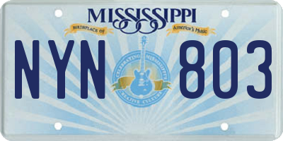 MS license plate NYN803