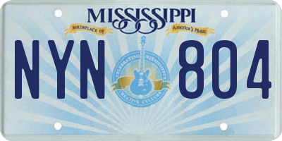 MS license plate NYN804