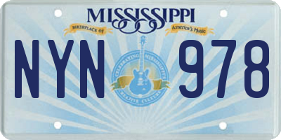 MS license plate NYN978