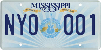 MS license plate NYO001