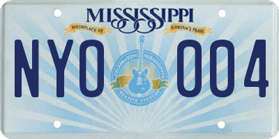 MS license plate NYO004