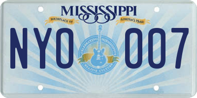 MS license plate NYO007
