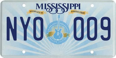 MS license plate NYO009
