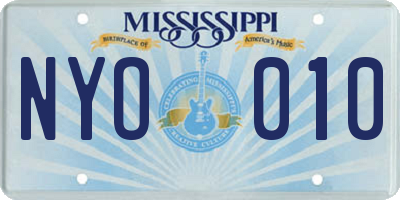 MS license plate NYO010