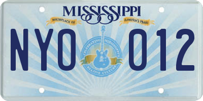 MS license plate NYO012