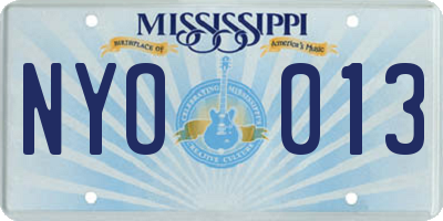 MS license plate NYO013