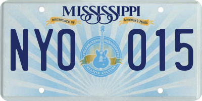 MS license plate NYO015