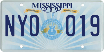 MS license plate NYO019
