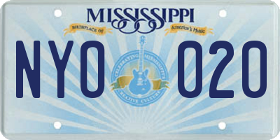 MS license plate NYO020