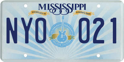 MS license plate NYO021