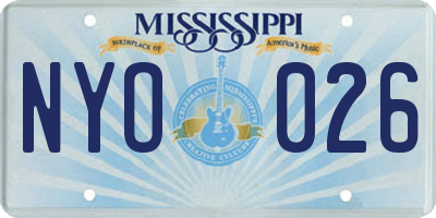 MS license plate NYO026