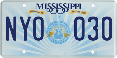 MS license plate NYO030