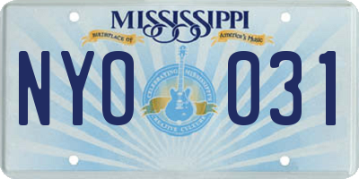 MS license plate NYO031