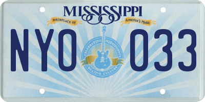 MS license plate NYO033