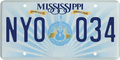 MS license plate NYO034