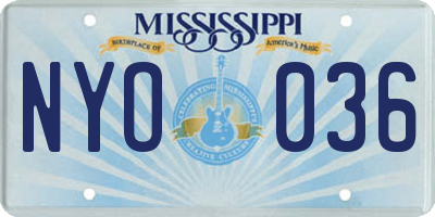 MS license plate NYO036