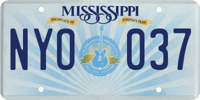 MS license plate NYO037