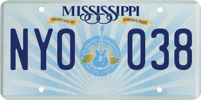 MS license plate NYO038