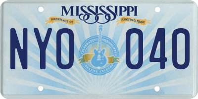 MS license plate NYO040
